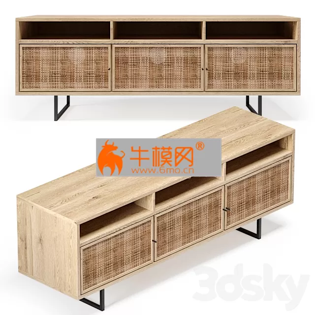 Natural Cane Media Console – 4487