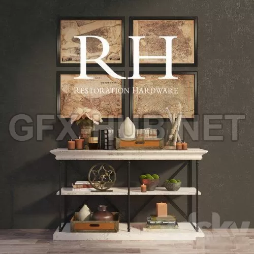 RH PARISIAN CORNICE CONSOLE and DECOR (max, fbx) – 4490