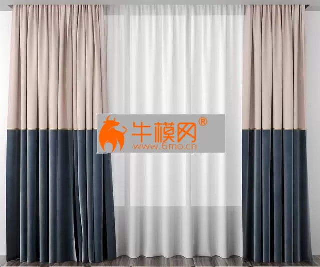 Curtains baked milk and gray-blue – 4535