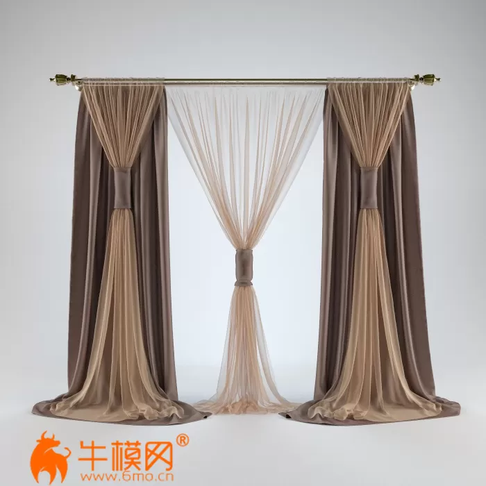 Curtains with tulle (max, obj) – 4545