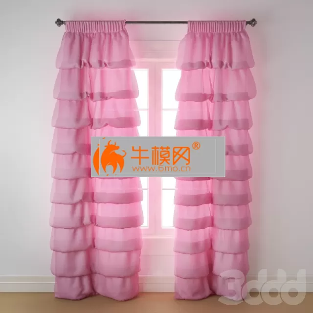 Pink curtain with drapery – 4557