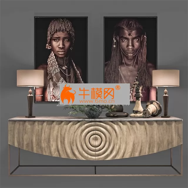 African Decoration Console Set – 4563 African Decoration Console Set – 4563