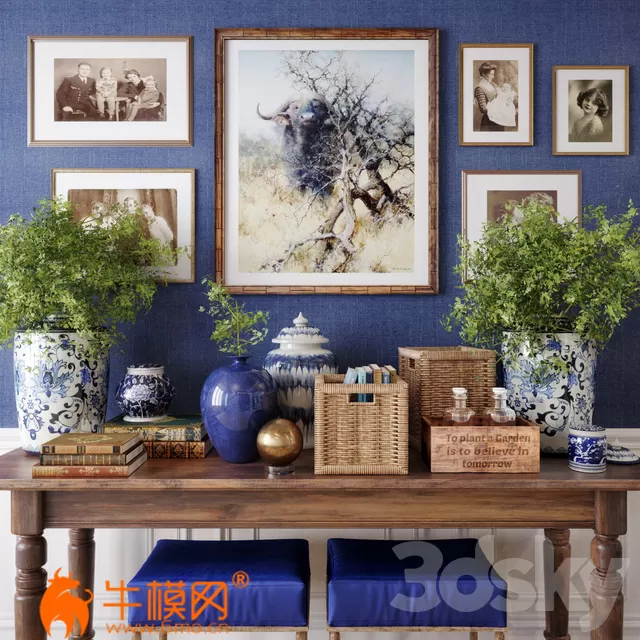 Decorative console set Chinese (max, obj) – 4647 Decorative console set Chinese (max, obj) – 4647