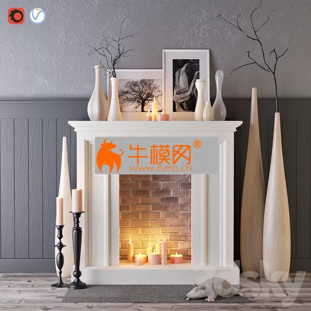 Decorative fireplace with candles – 4649 Decorative fireplace with candles – 4649