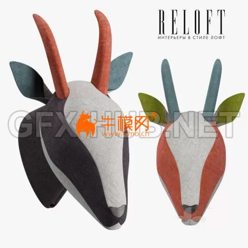 Decorative gazelle head in bright fabric SOFTHEADS – 4652 Decorative gazelle head in bright fabric SOFTHEADS – 4652