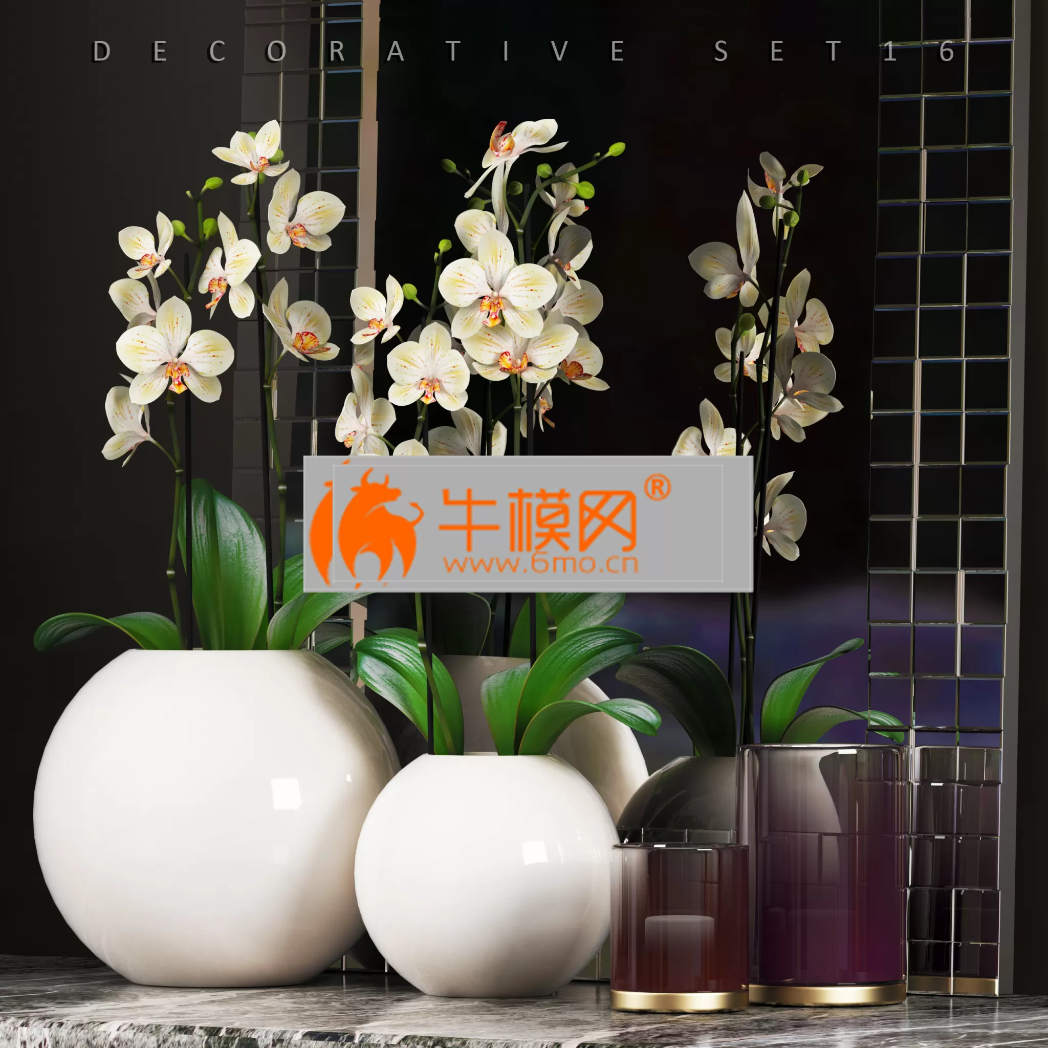 DECORATIVE SET 16 (orchid, vase) – 4704 DECORATIVE SET 16 (orchid, vase) – 4704