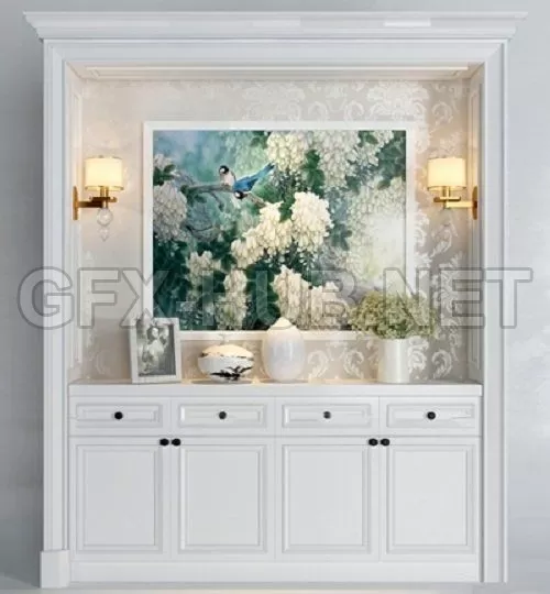 Modern shoe cabinet Decorative set Combination 02 (max 2011) – 4815