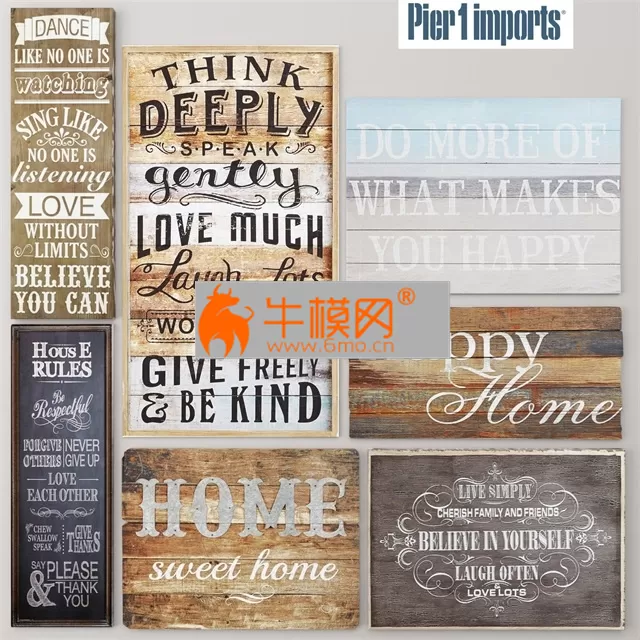 WOOD DECOR SET (boards, paintings) – 4852