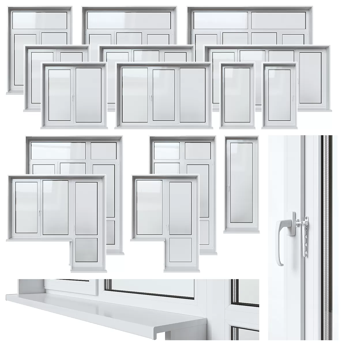 Plastic Window, Balcony door (Vray, Corona) – 4917