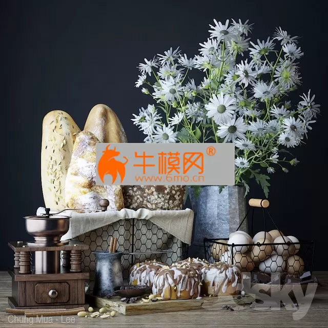 Kitchen set with bread and cinnapons – 5149