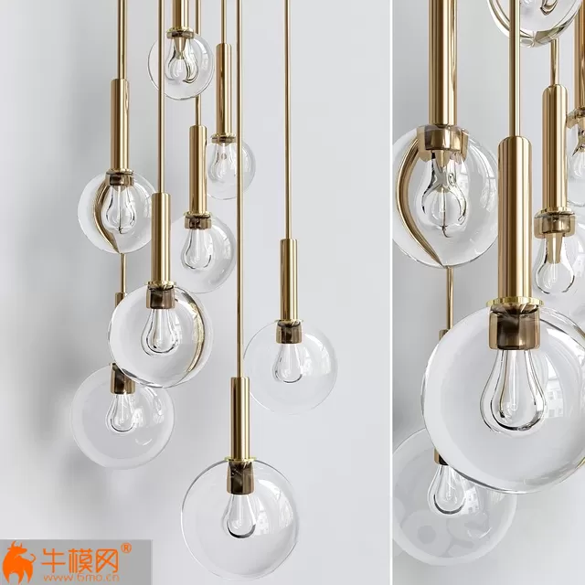 Brass and Smoked Glass Ceiling Lights – 5181