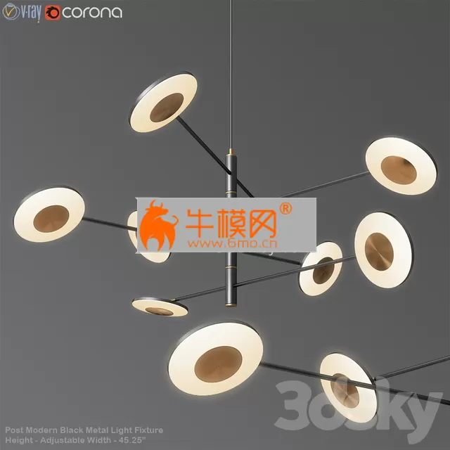 Post Modern Black Metal Light Fixture – 5231