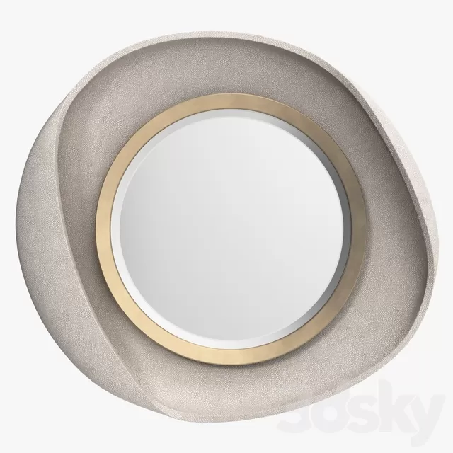R & Y Augousti E Petal mirror in cream shagreen – 5388