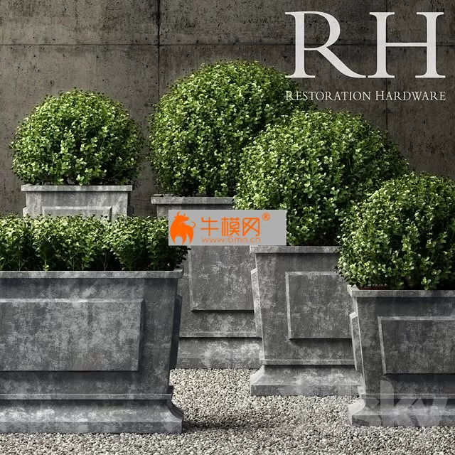 Restoration Hardware estate zinc paneled planters – 5832