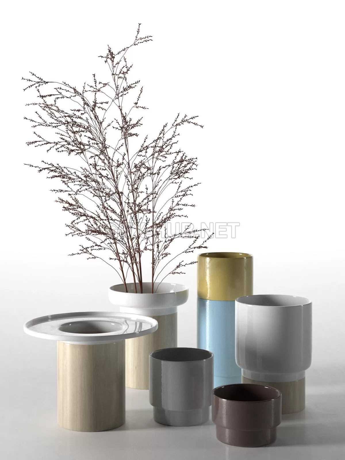 Vases with Plants 2 (max, fbx, obj, c4d) – 5841