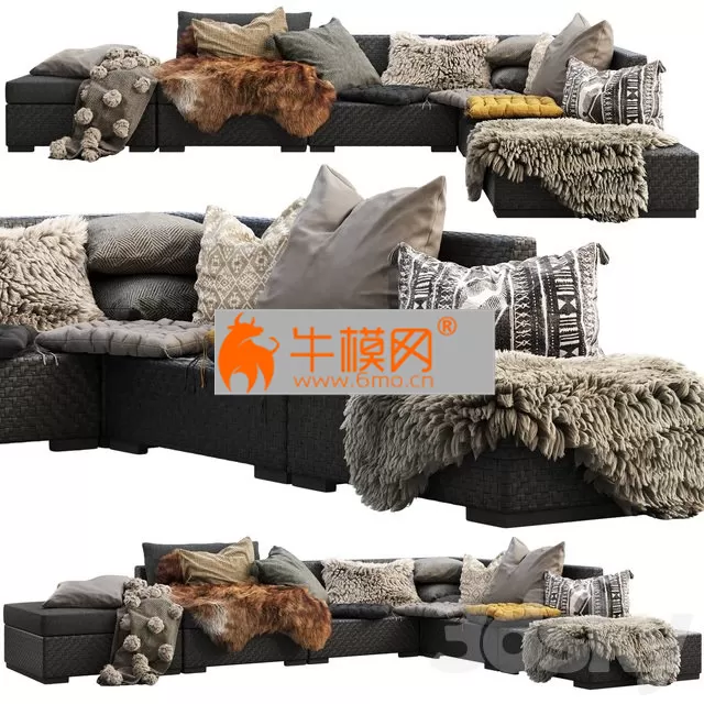 Brown Jordan 4M outdoor wicker modular sofa – 5923