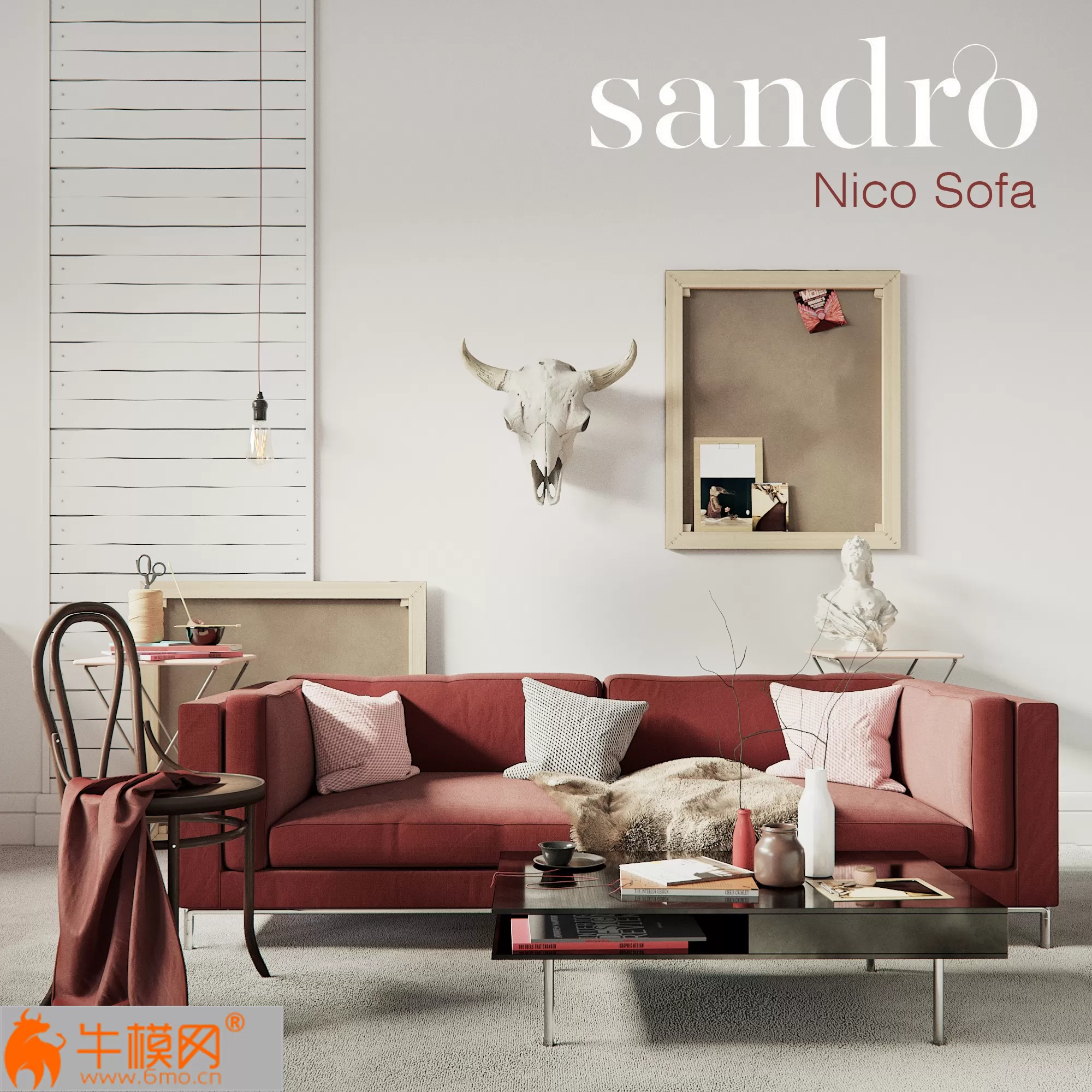 SANDRO Nico Sofa Claret set – 6083
