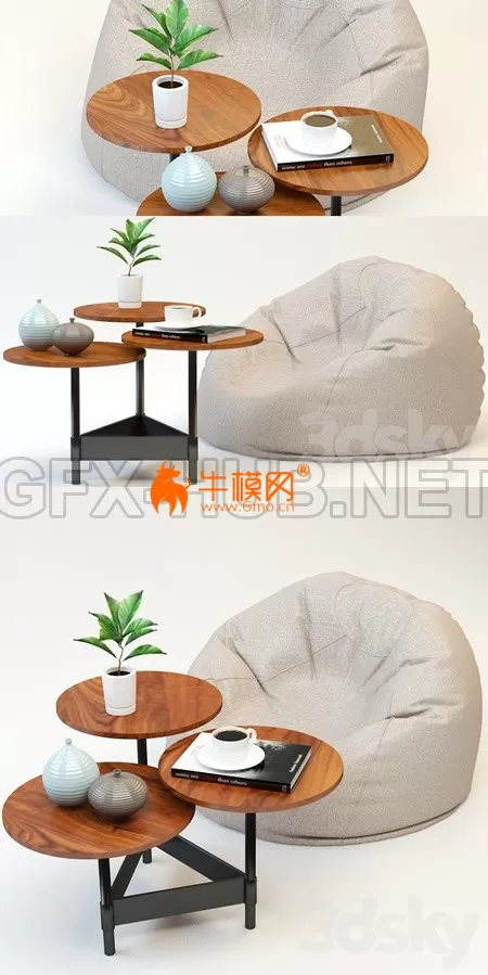 Coffee table and poof – 6258 Coffee table and poof – 6258