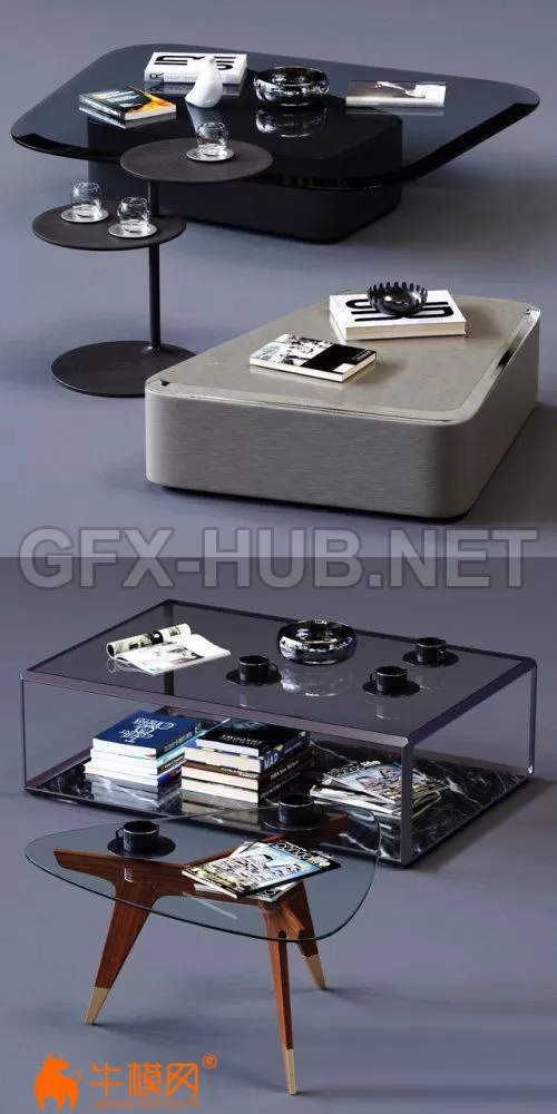 MolteniandC Coffee Tables Set 01 – 6370 MolteniandC Coffee Tables Set 01 – 6370