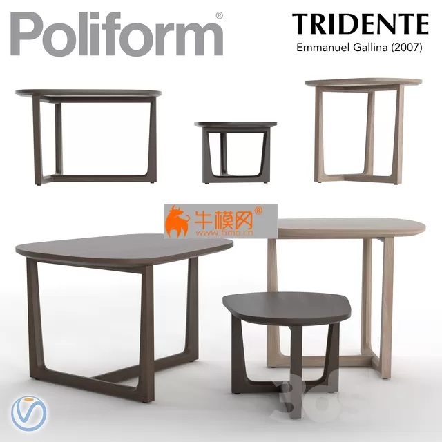 Poliform Tridente Table Set x 3 3dsMax + Vray 3.4 – 6392 Poliform Tridente Table Set x 3 3dsMax + Vray 3.4 – 6392