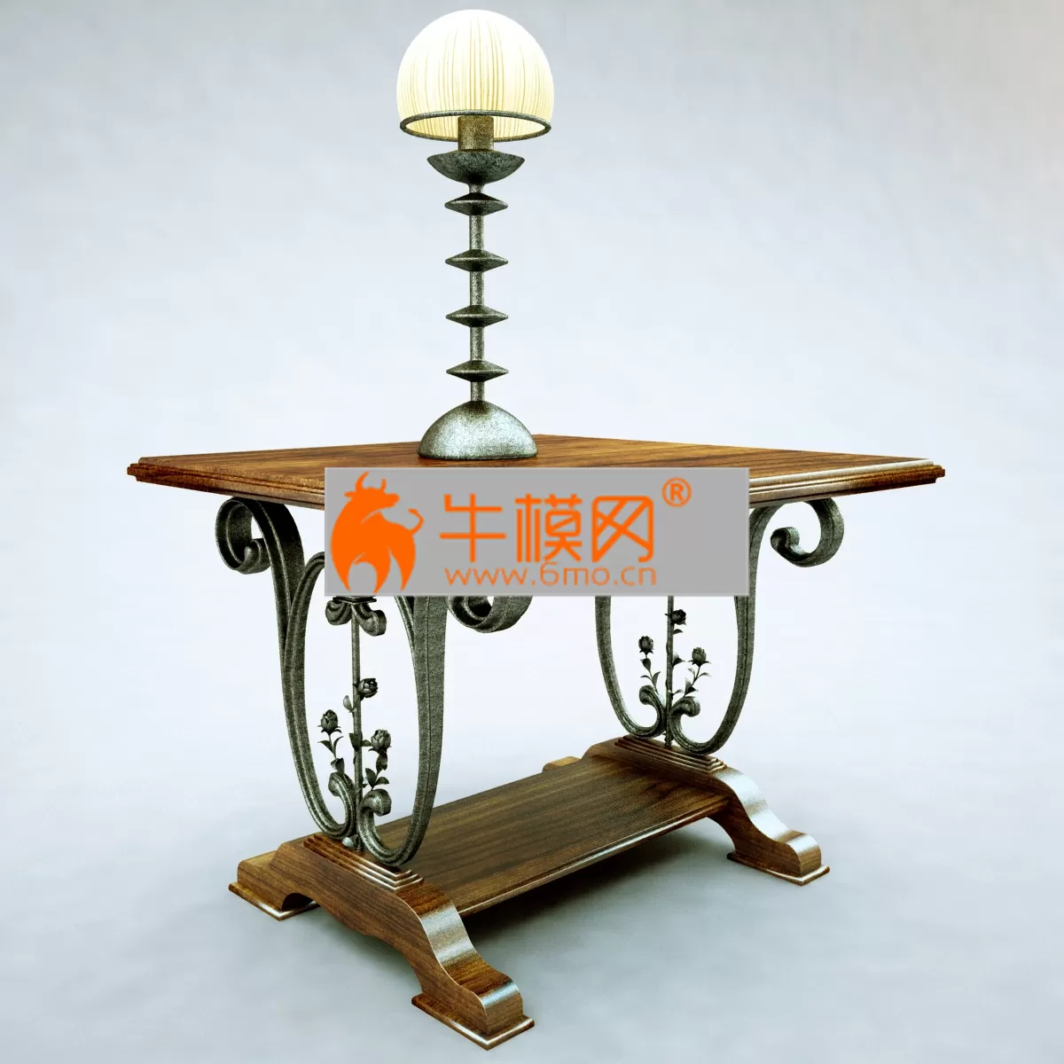 Table with forging and lamp – 6465 Table with forging and lamp – 6465