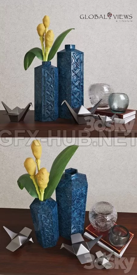 Global Views Bezel Vase-Ink Large – 6634