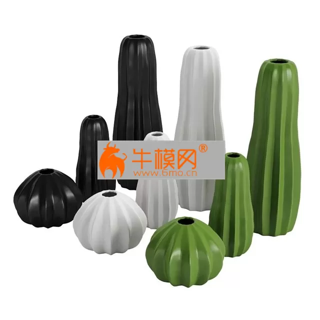 Stylized Ceramic Cactus Vases – 6651
