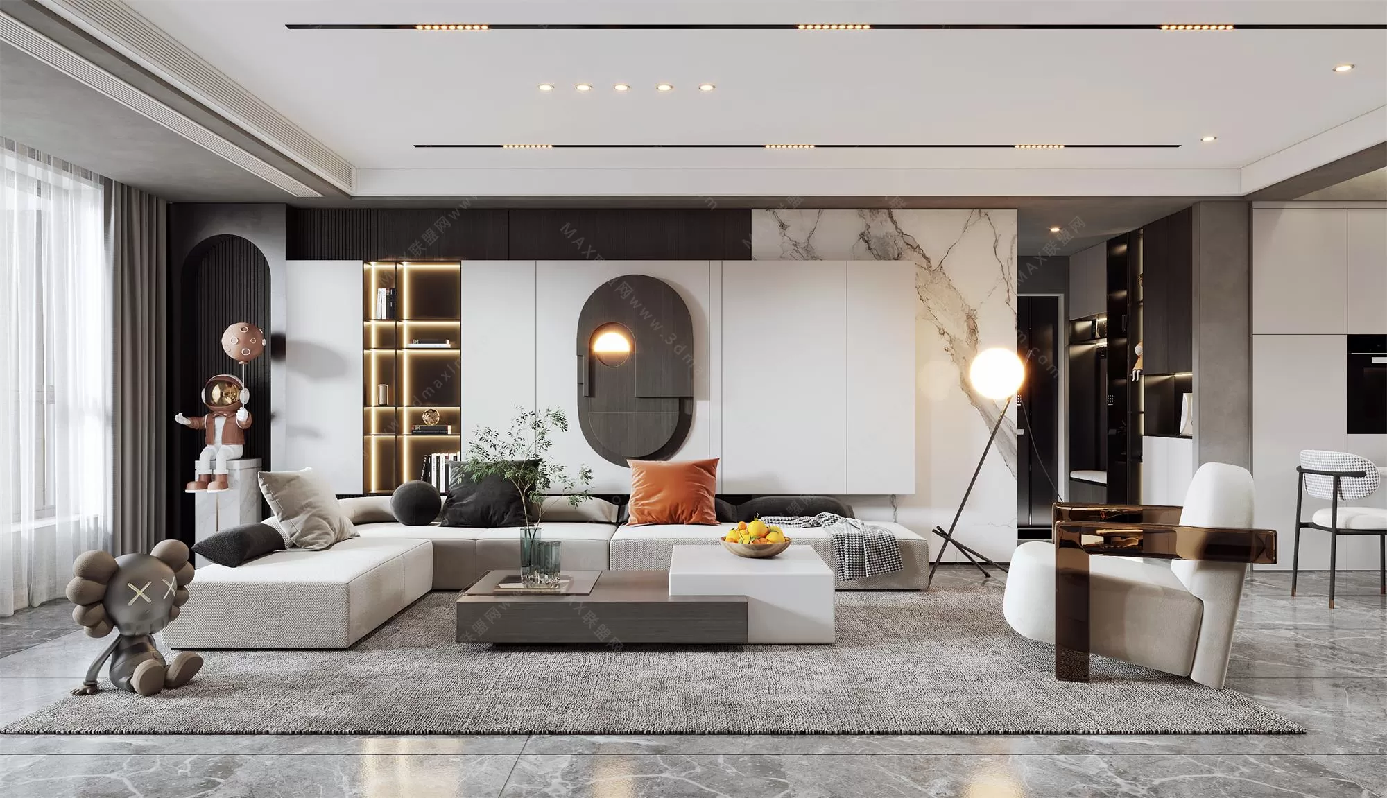 MODERN INTERIOR 3D SCENES – LIVING ROOM – 0071