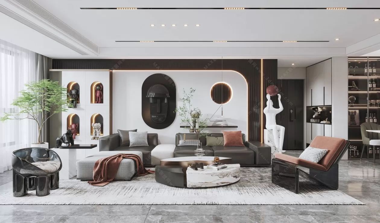 MODERN INTERIOR 3D SCENES – LIVING ROOM – 0076