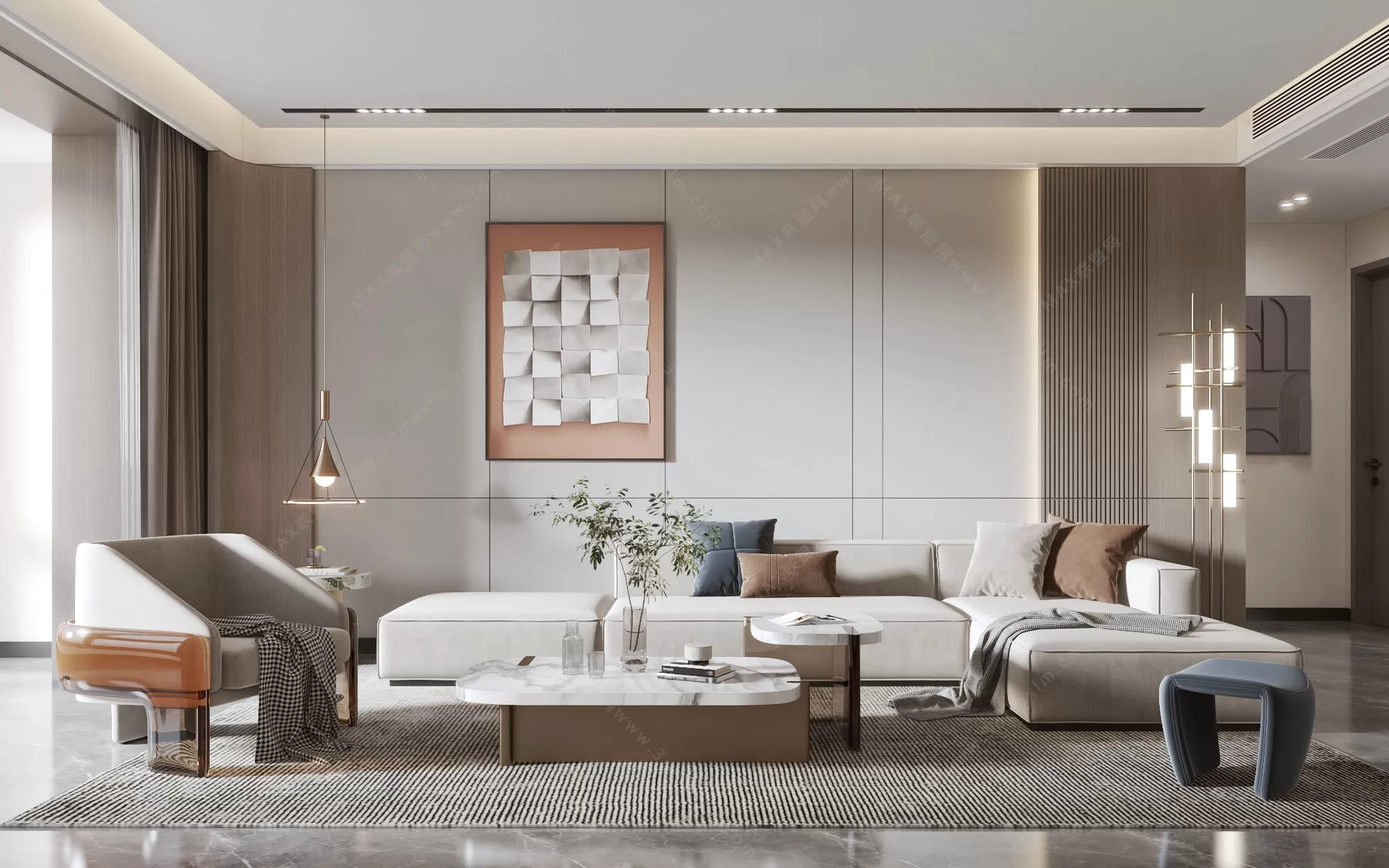 MODERN INTERIOR 3D SCENES – LIVING ROOM – 0077