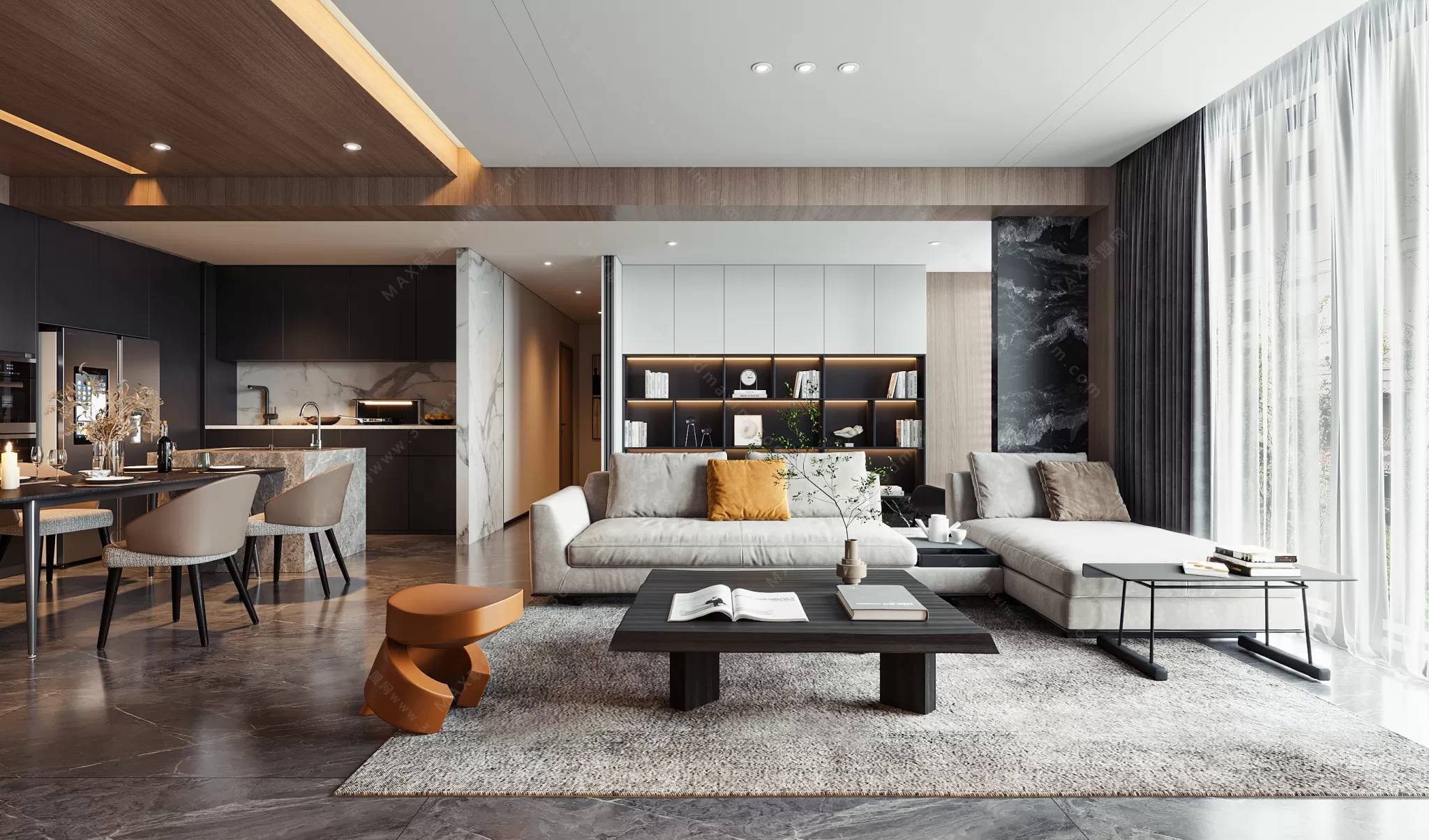 MODERN INTERIOR 3D SCENES – LIVING ROOM – 0079