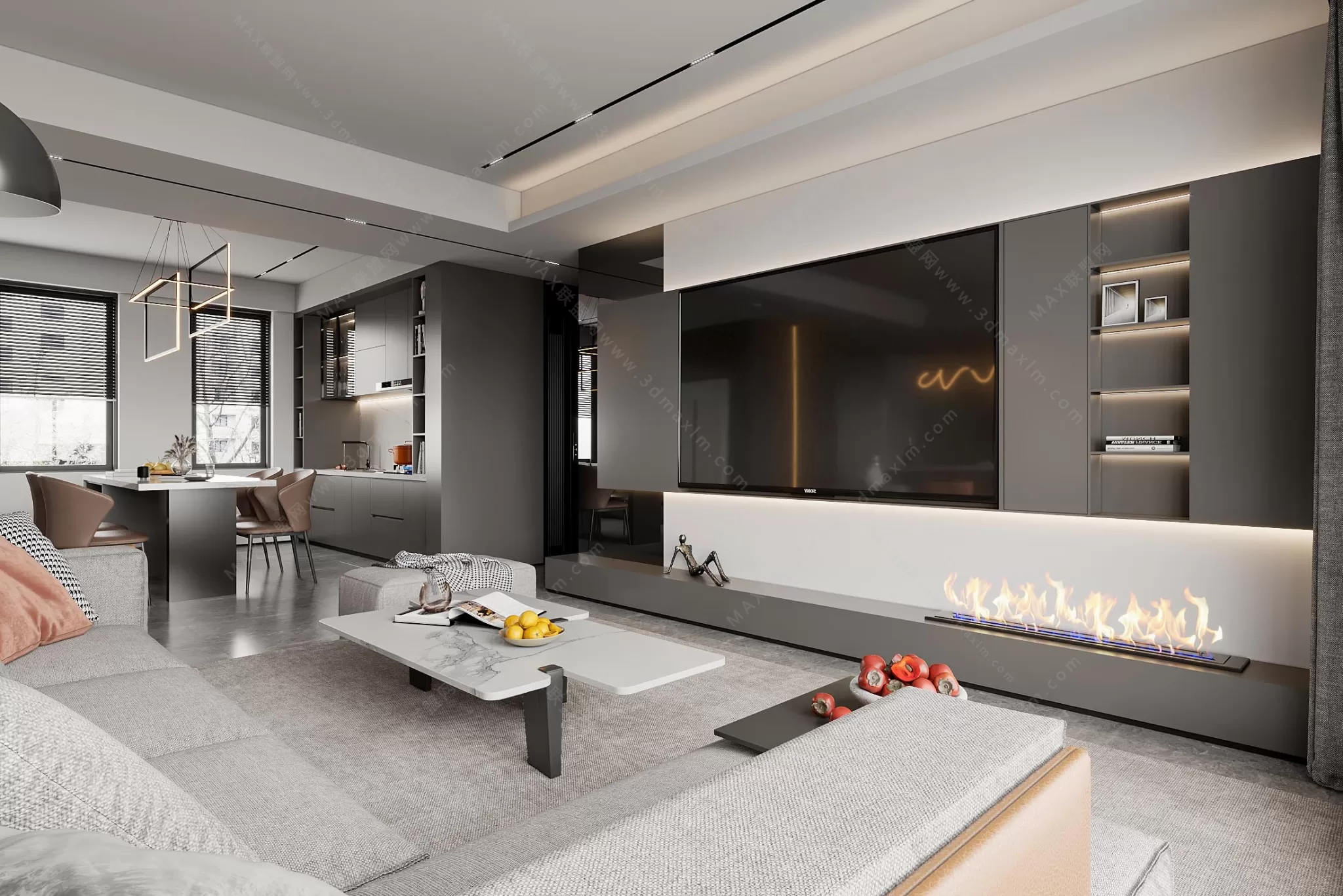 MODERN INTERIOR 3D SCENES – LIVING ROOM – 0082