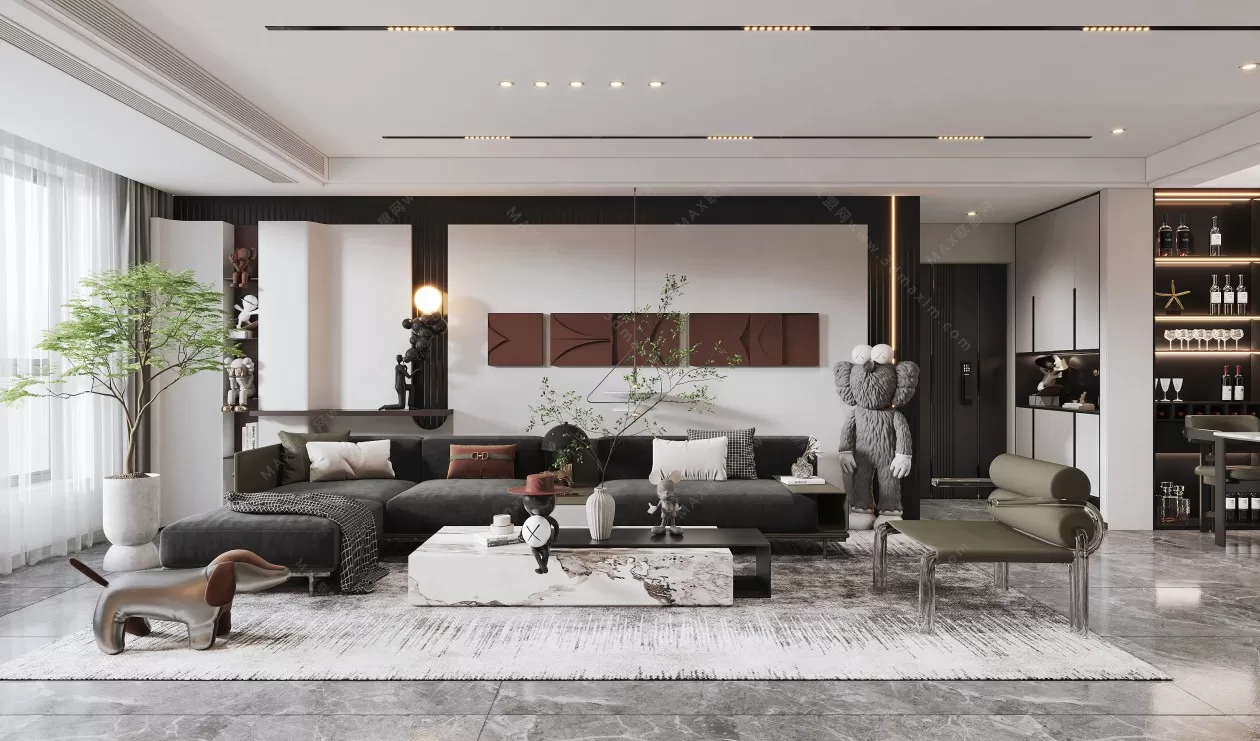 MODERN INTERIOR 3D SCENES – LIVING ROOM – 0083