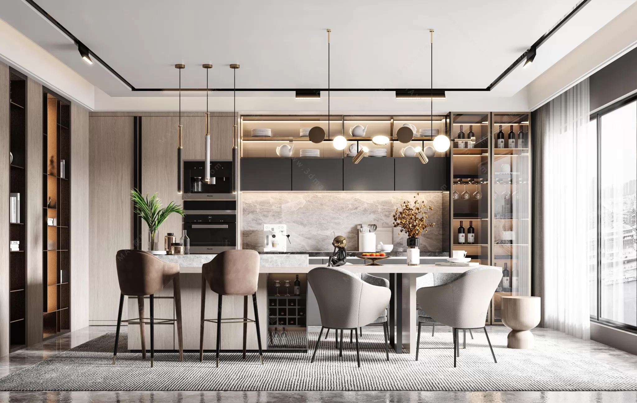 MODERN INTERIOR 3D SCENES – DINING ROOM – 0009 MODERN INTERIOR 3D SCENES – DINING ROOM – 0009