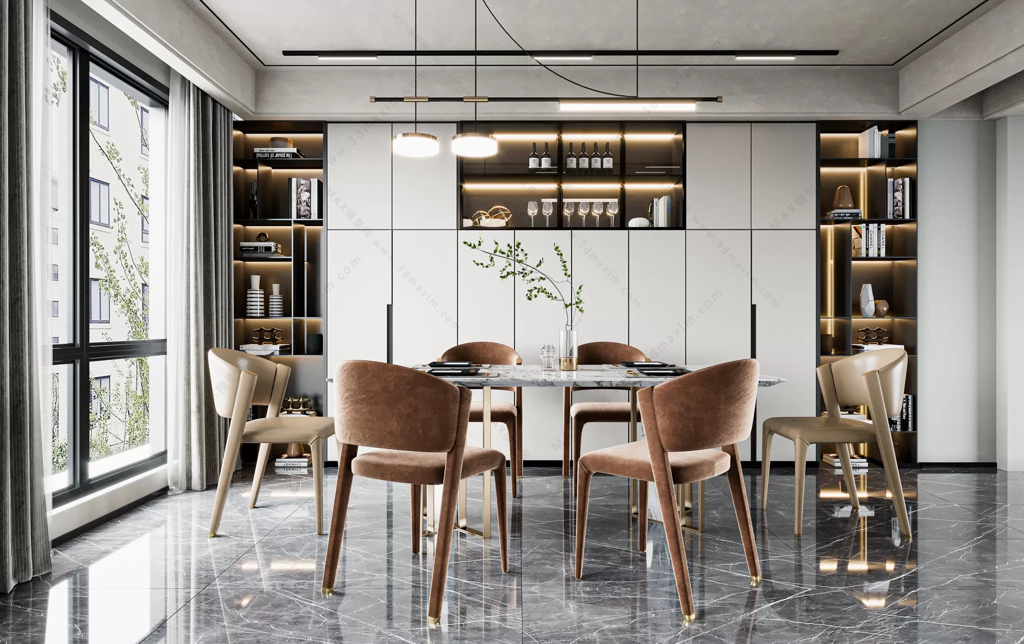 MODERN INTERIOR 3D SCENES – DINING ROOM – 0024 MODERN INTERIOR 3D SCENES – DINING ROOM – 0024