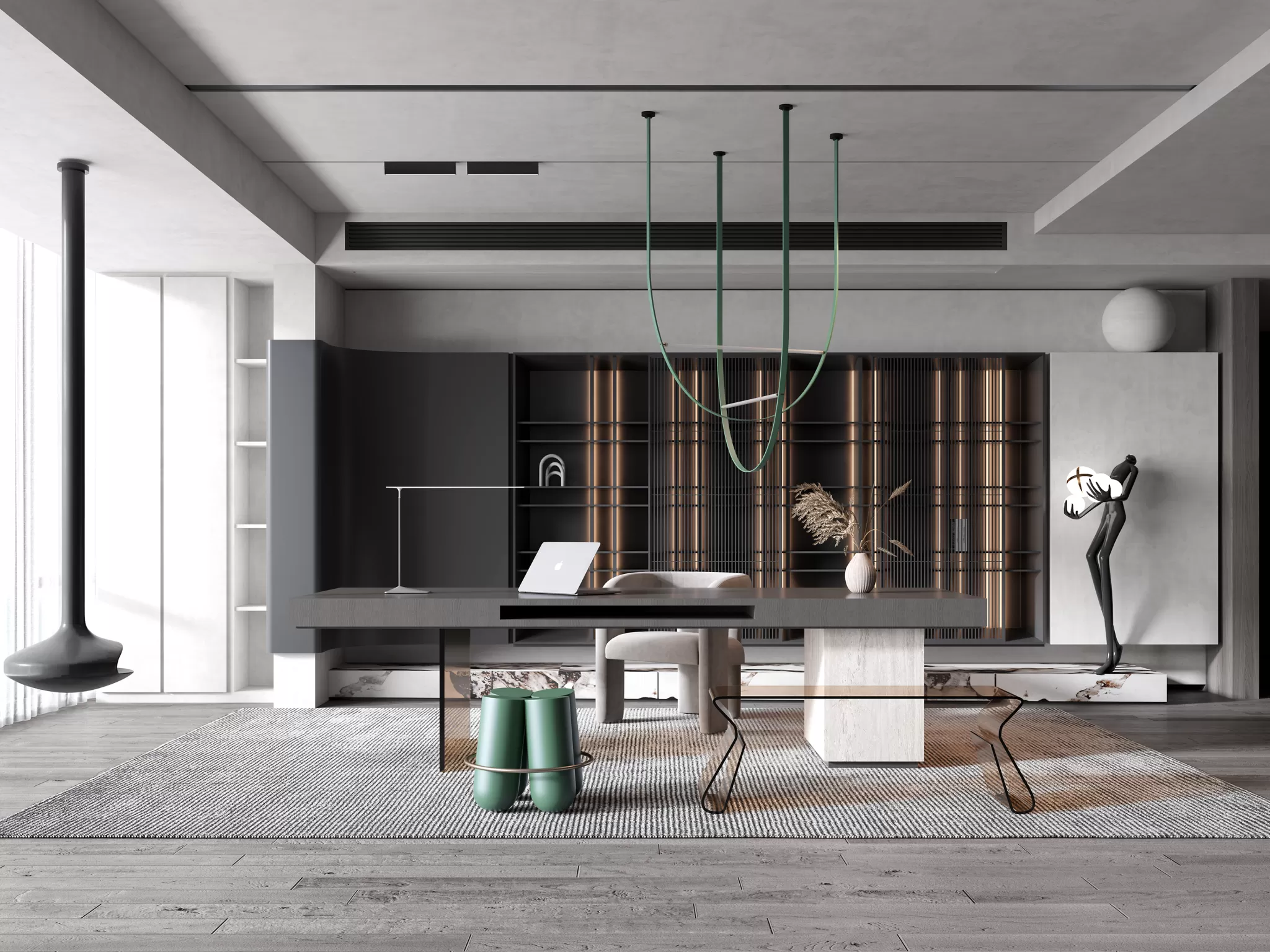 HOUSE SPACE 3D SCENES – OFFICE ROOM – 0030