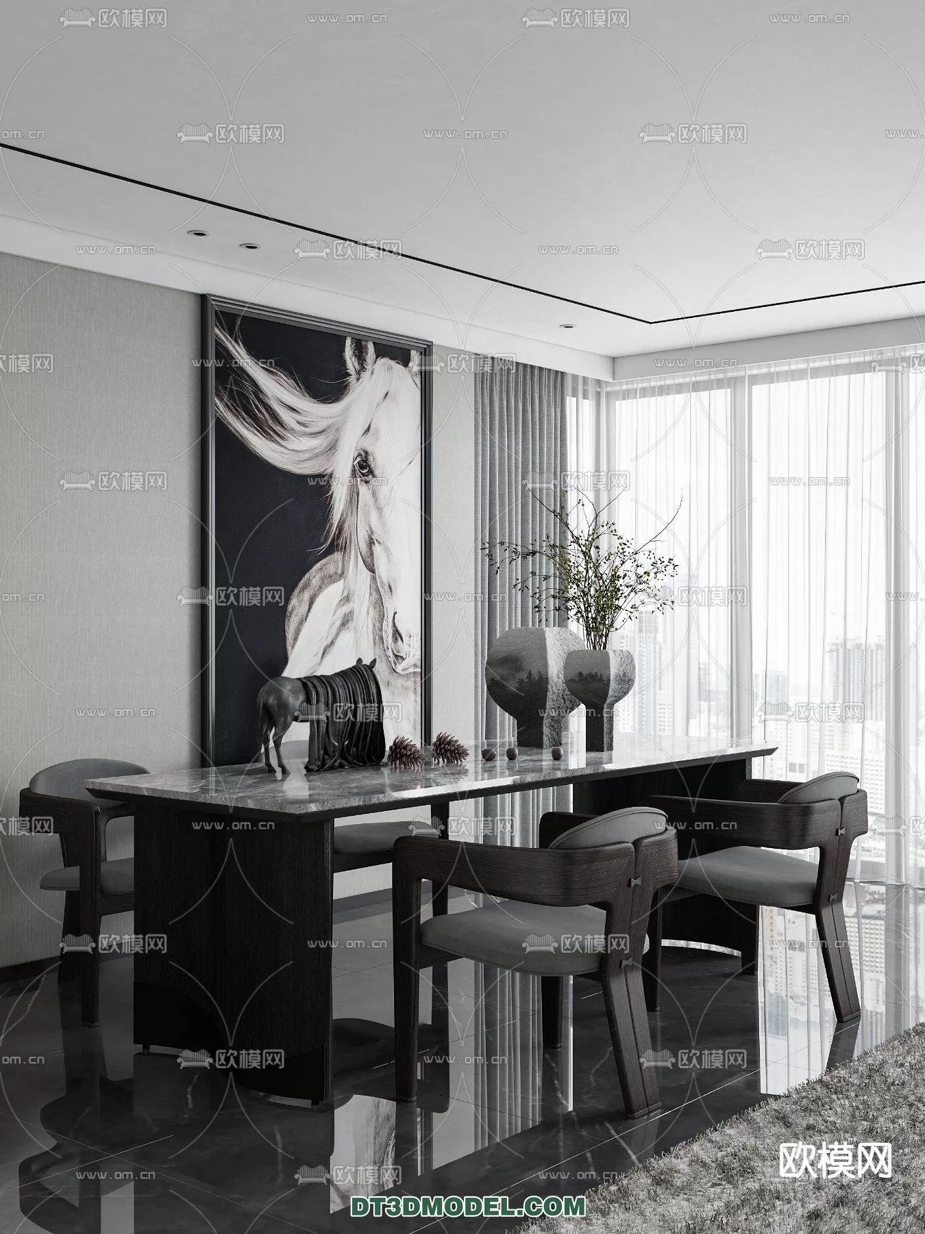 WABI SABI STYLE 3D MODELS – DINING TABLE – 0001