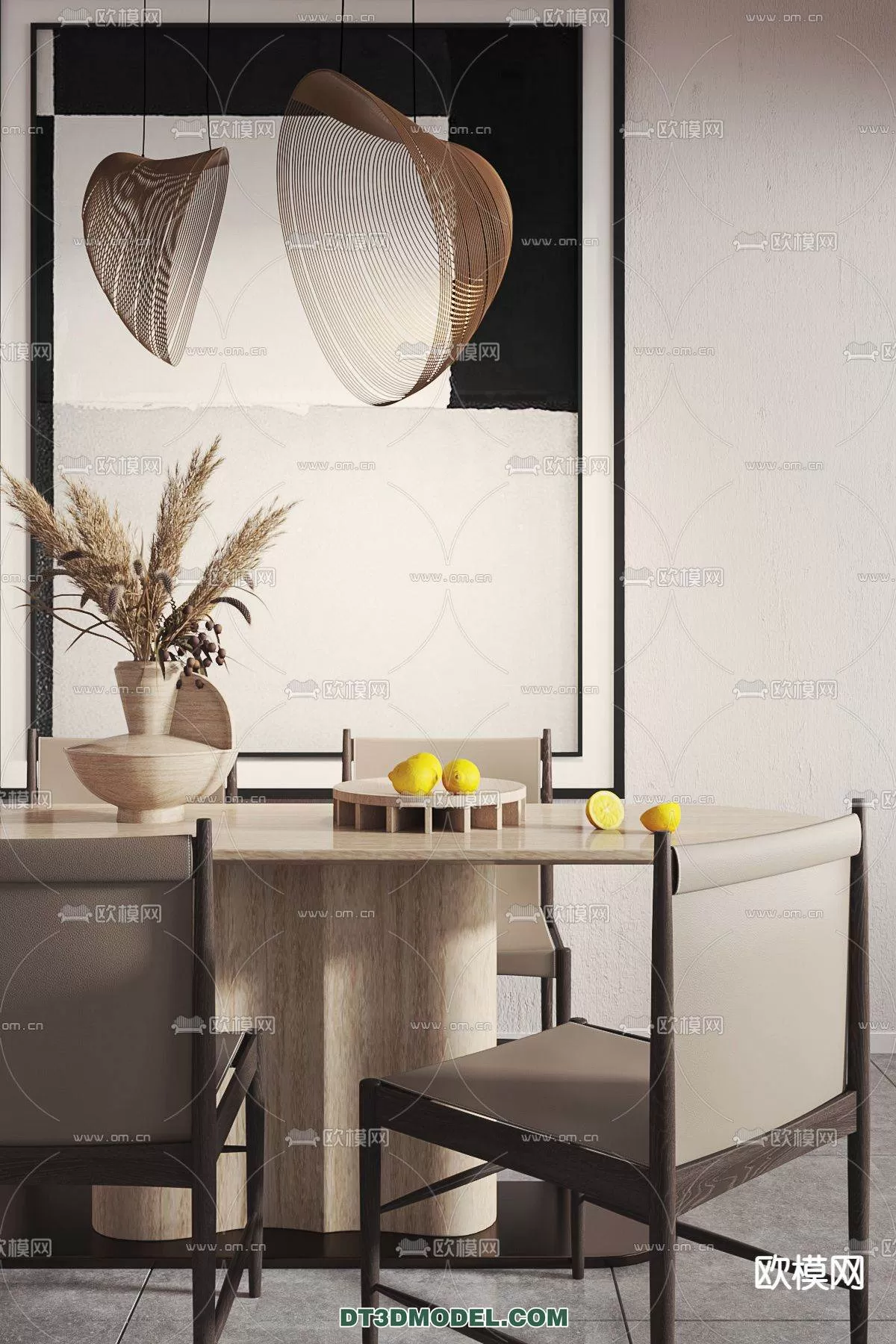 WABI SABI STYLE 3D MODELS – DINING TABLE – 0013