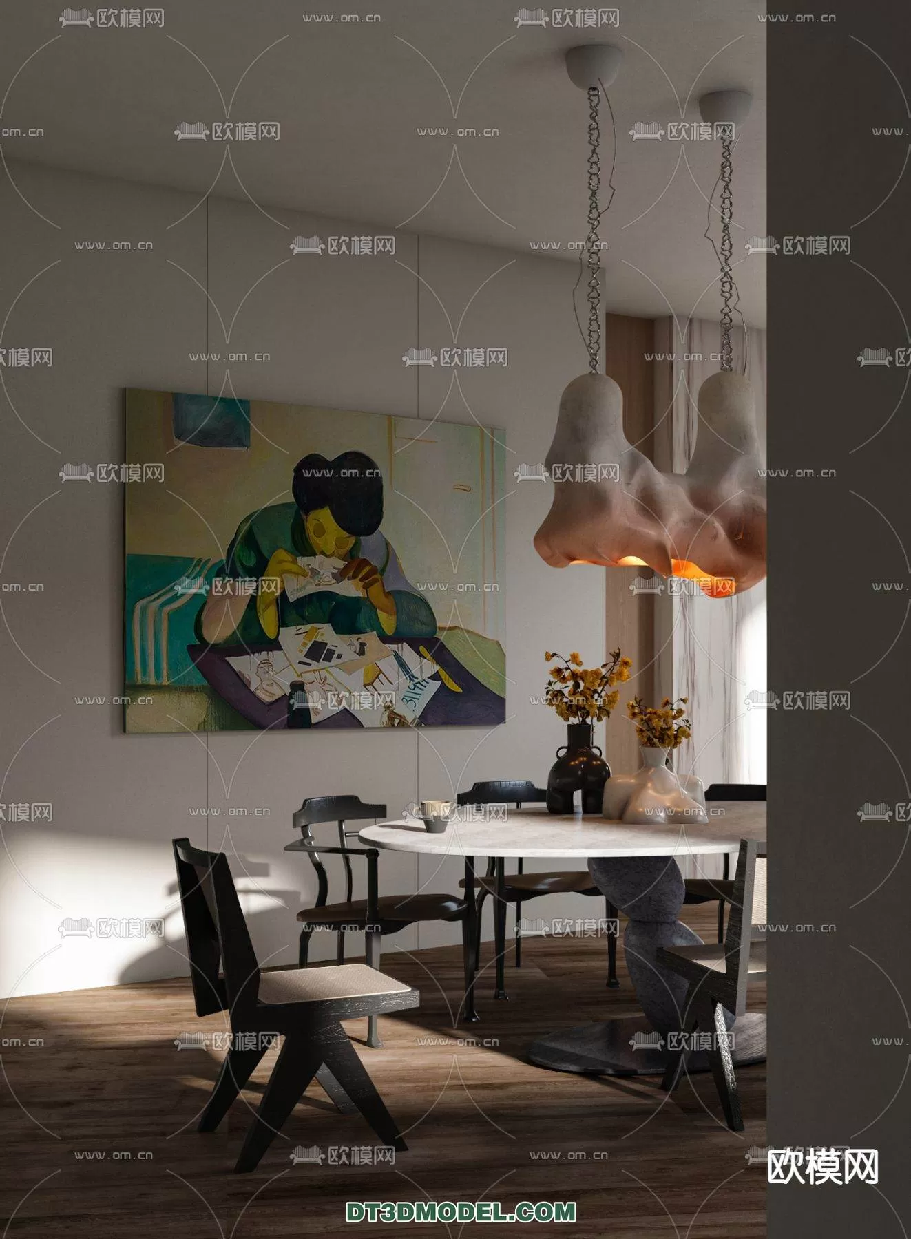 WABI SABI STYLE 3D MODELS – DINING TABLE – 0015