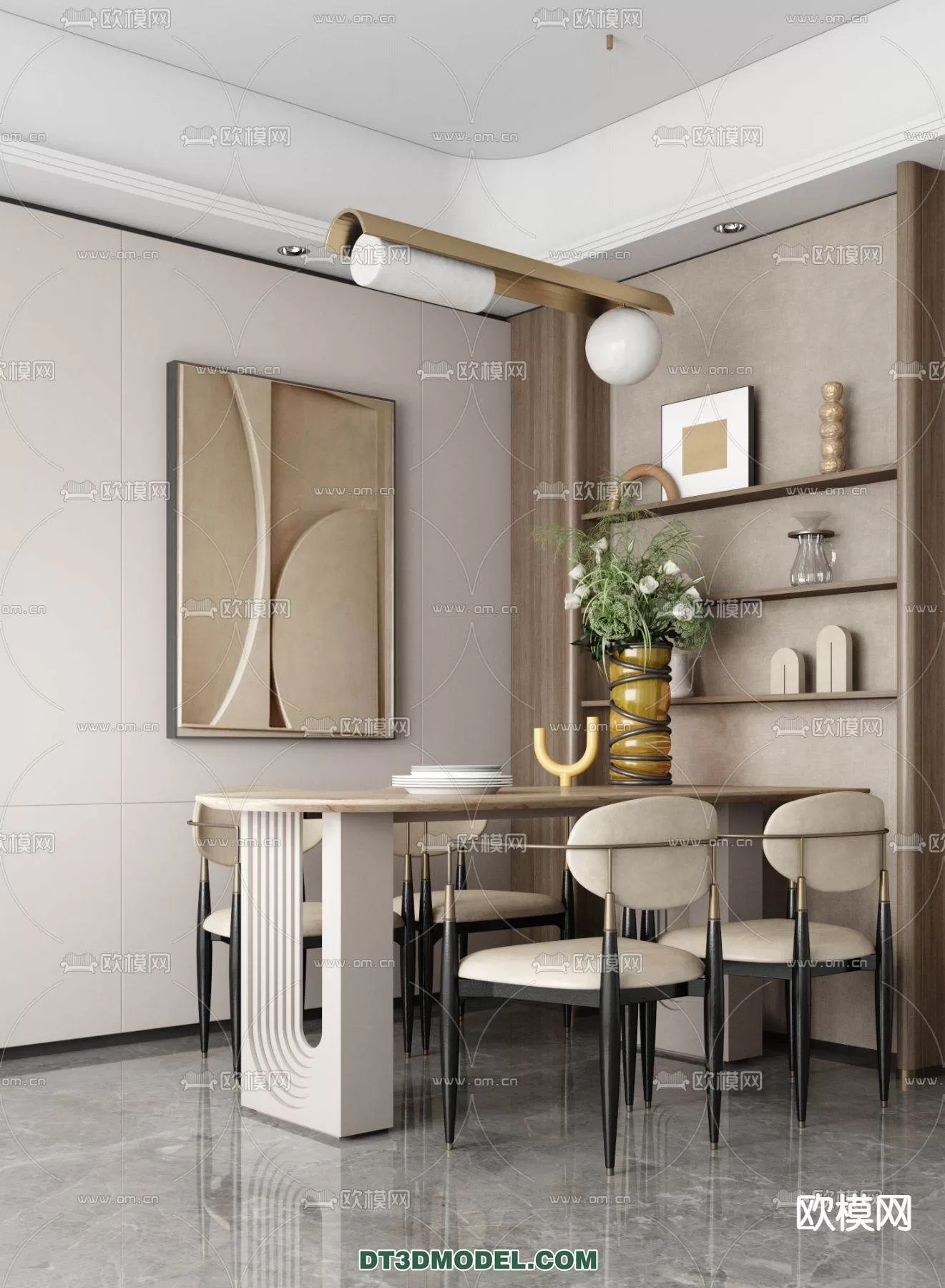 WABI SABI STYLE 3D MODELS – DINING TABLE – 0017