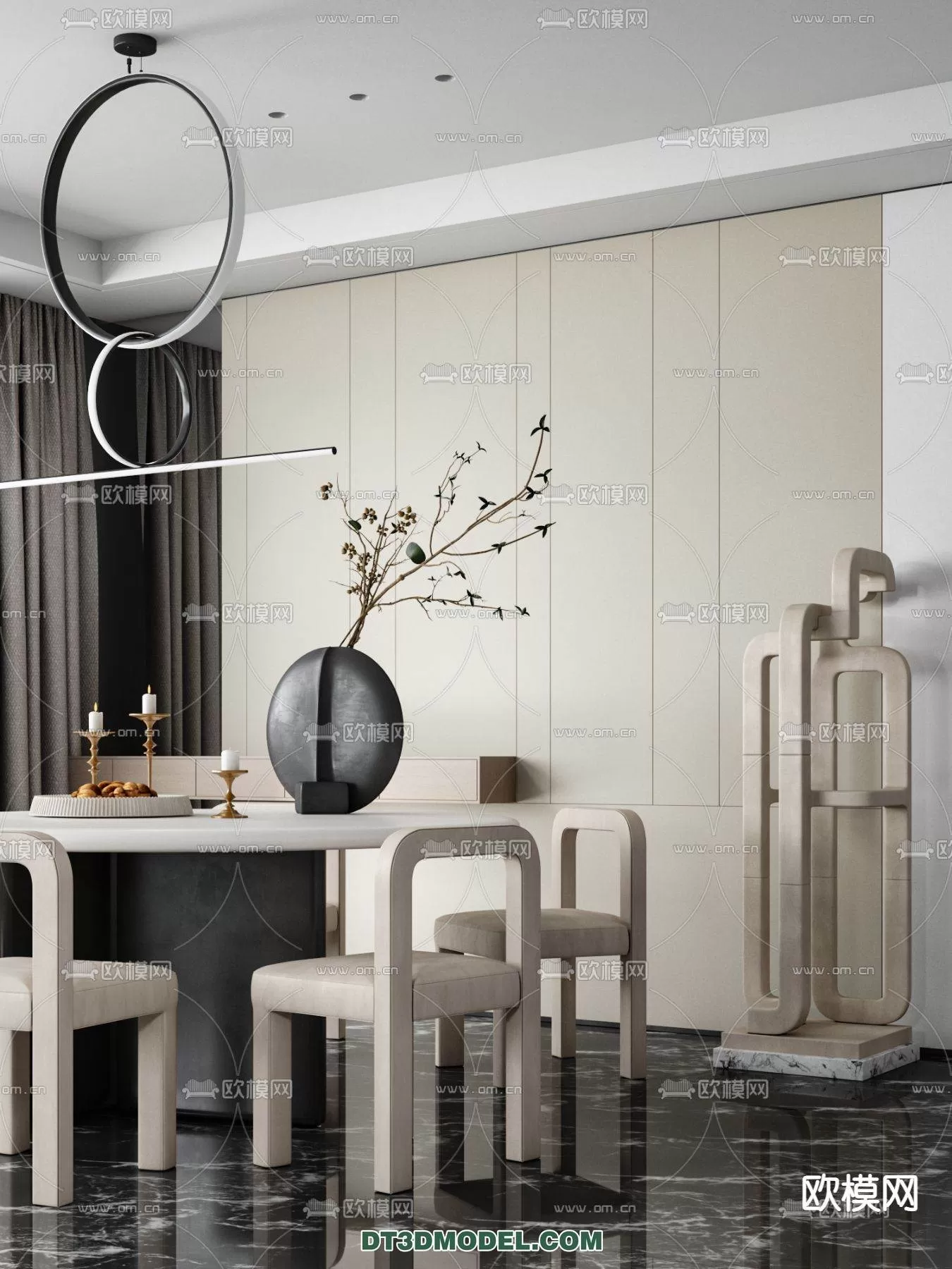 WABI SABI STYLE 3D MODELS – DINING TABLE – 0018