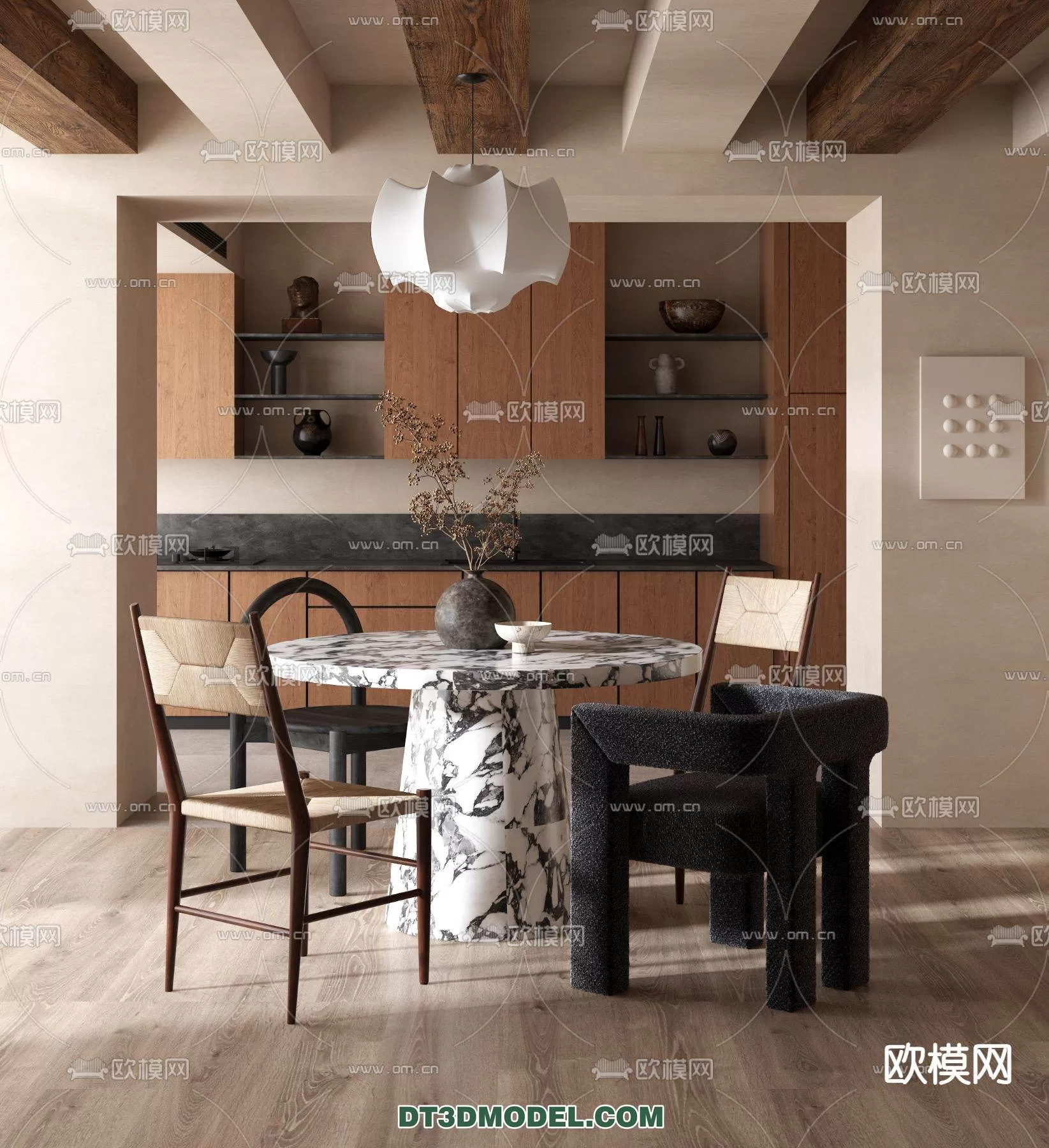 WABI SABI STYLE 3D MODELS – DINING TABLE – 0044