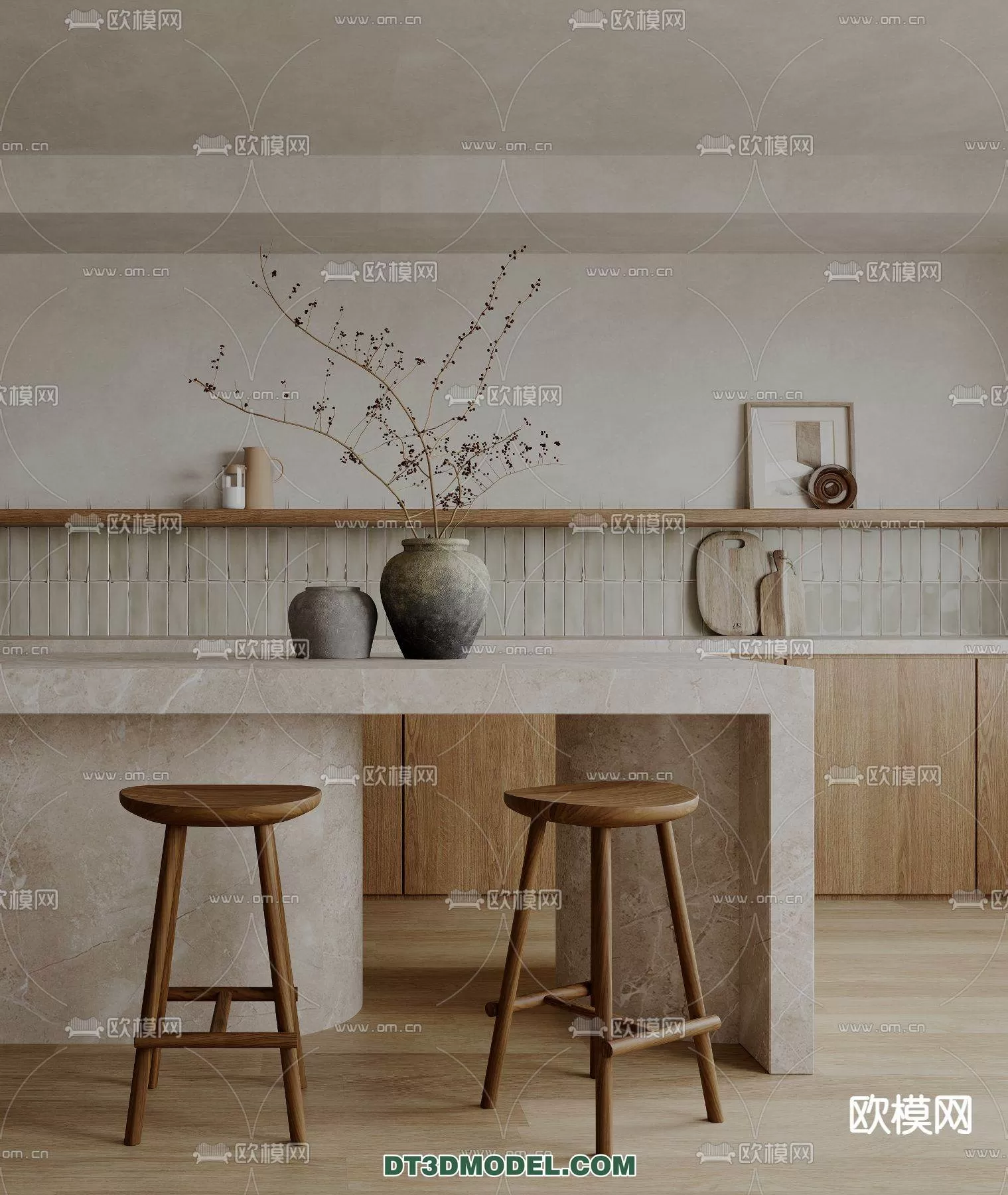 WABI SABI STYLE 3D MODELS – DINING TABLE – 0046