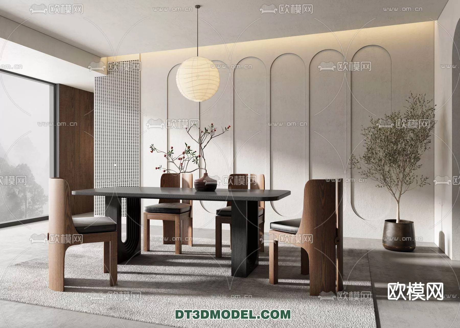 WABI SABI STYLE 3D MODELS – DINING TABLE – 0087