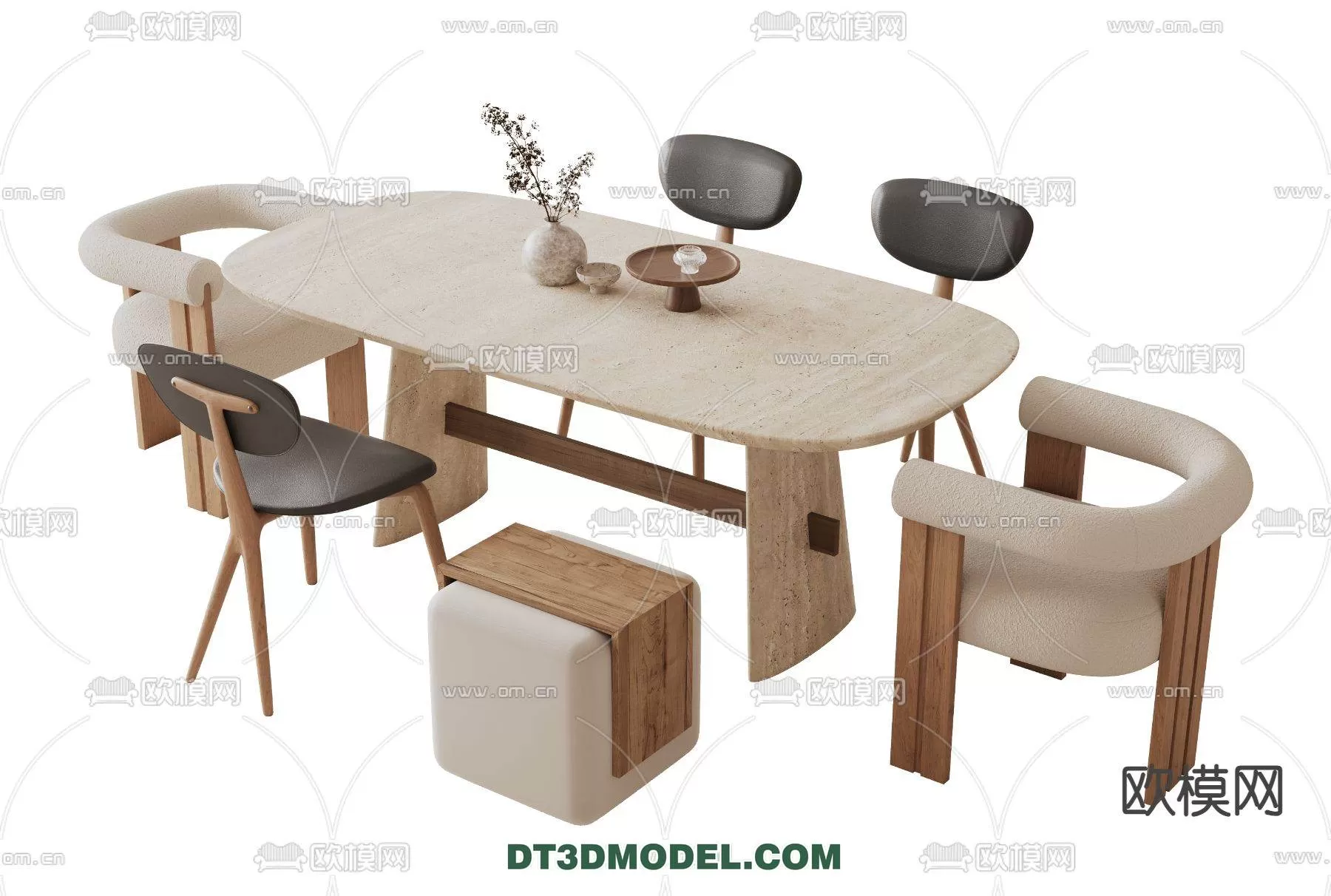 WABI SABI STYLE 3D MODELS – DINING TABLE – 0090