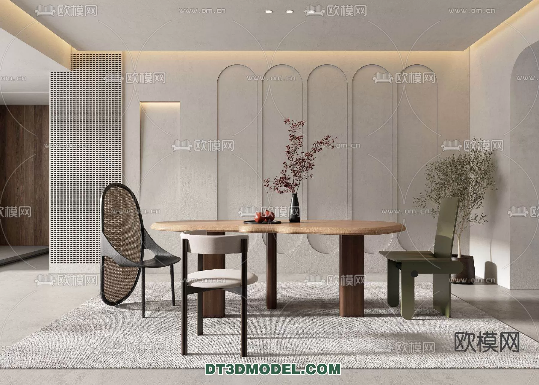 WABI SABI STYLE 3D MODELS – DINING TABLE – 0102