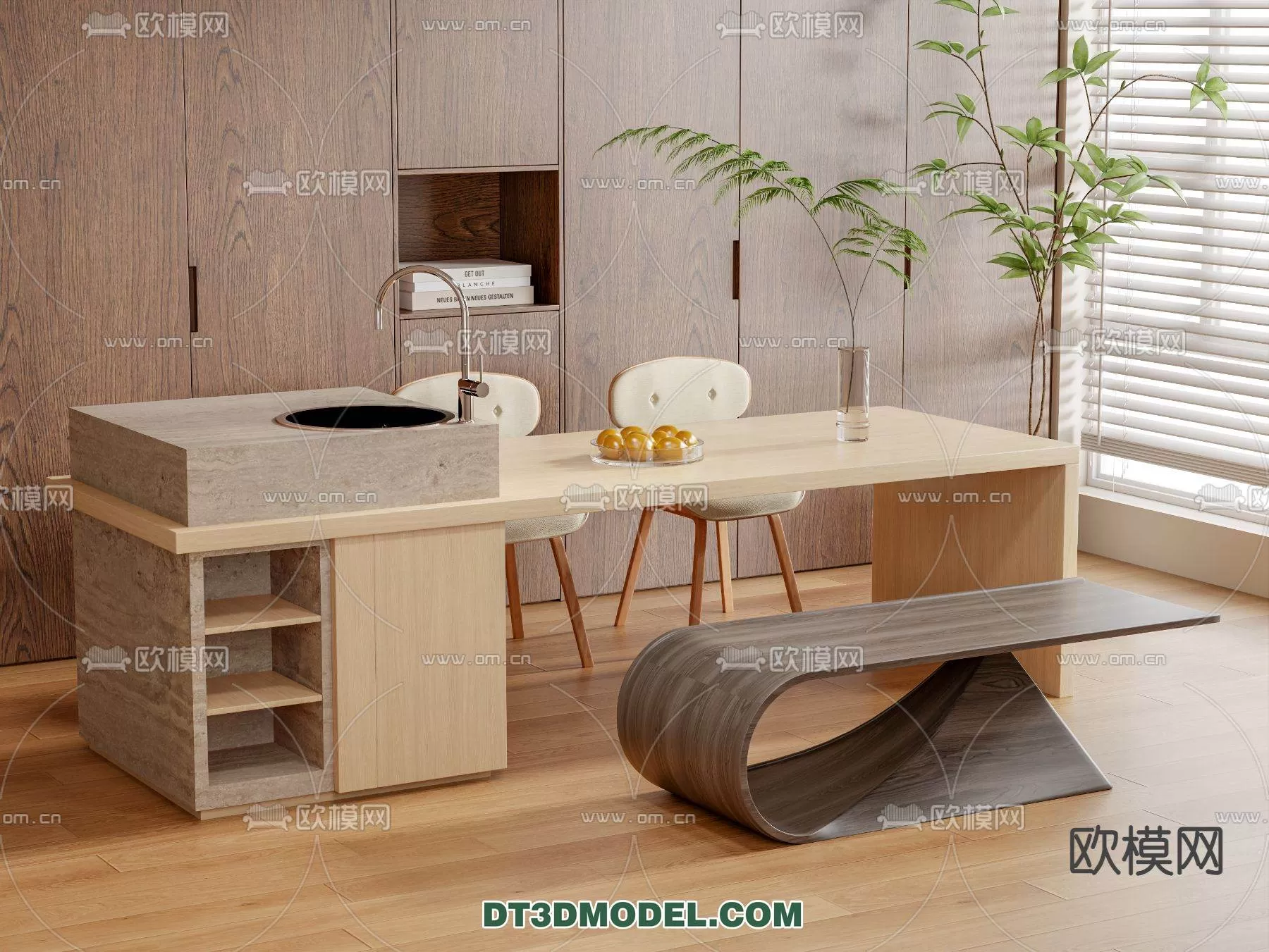 WABI SABI STYLE 3D MODELS – DINING TABLE – 0108