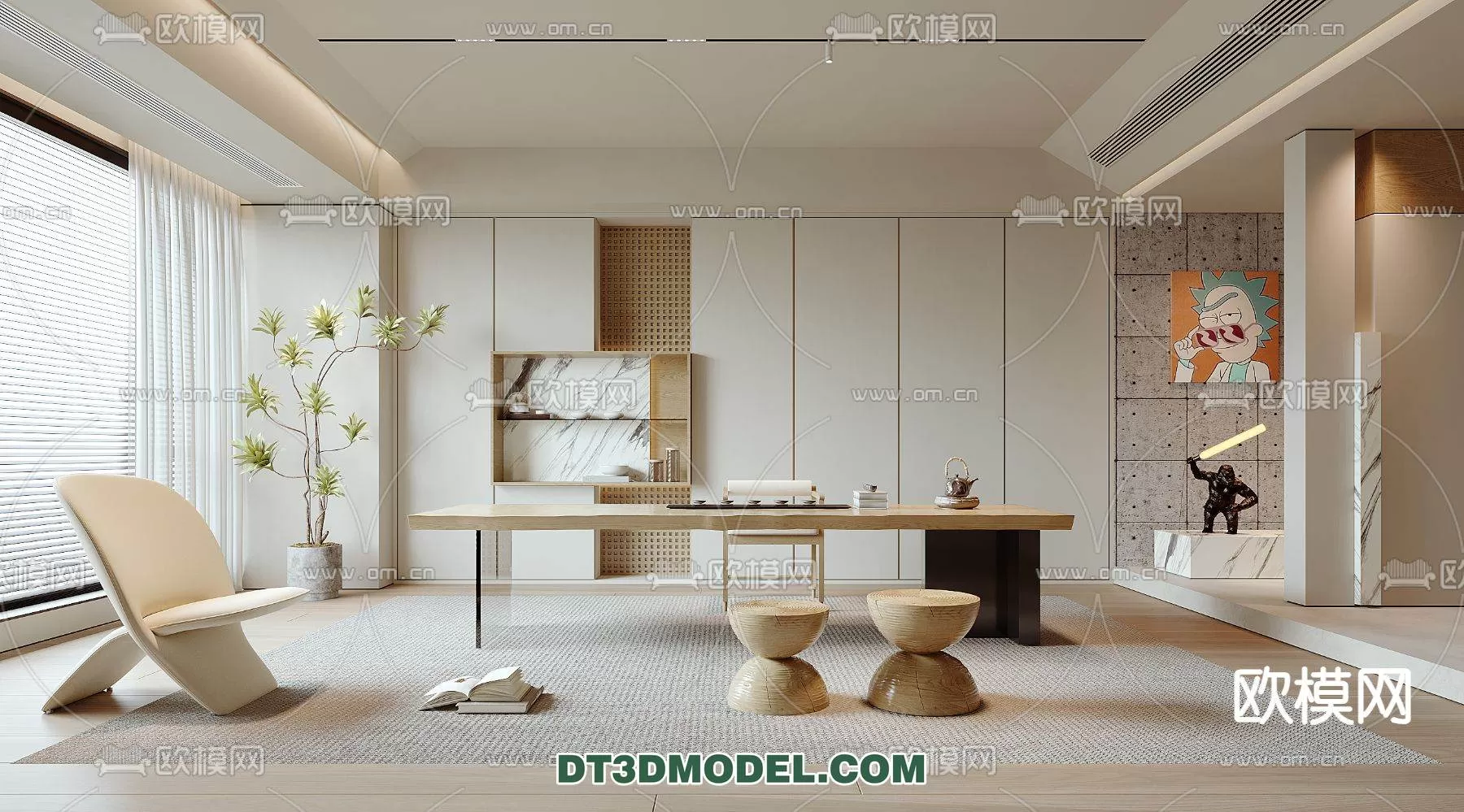 WABI SABI STYLE 3D MODELS – DINING TABLE – 0112