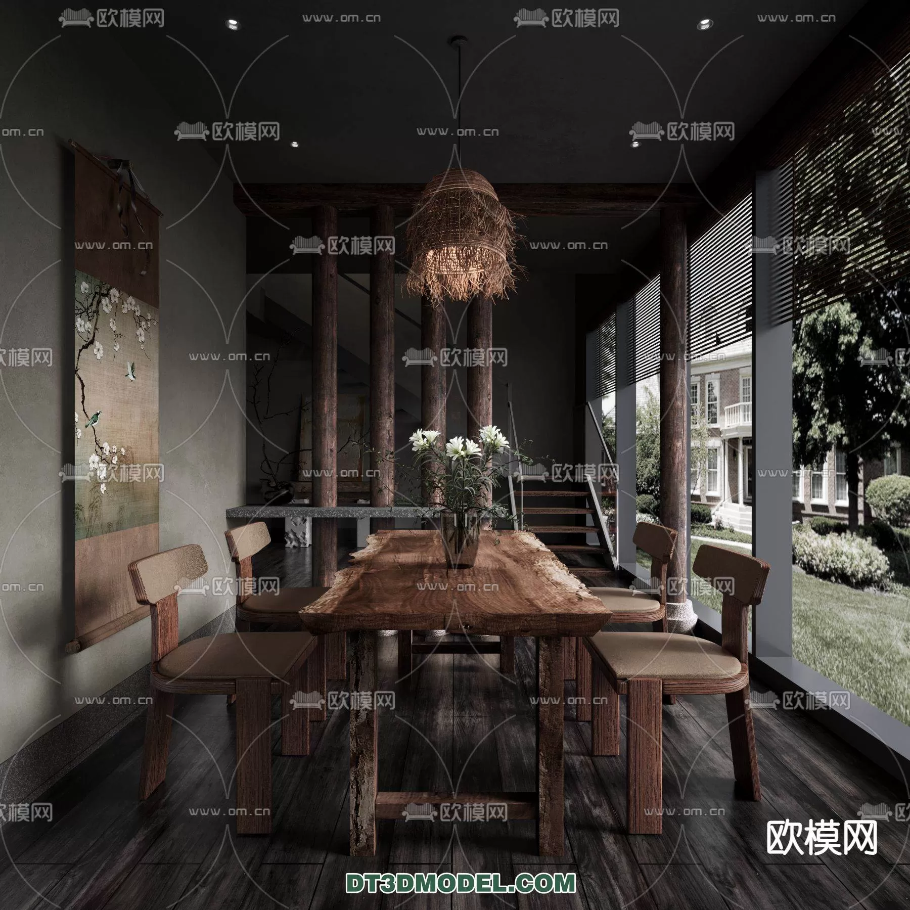 WABI SABI STYLE 3D MODELS – DINING TABLE – 0125