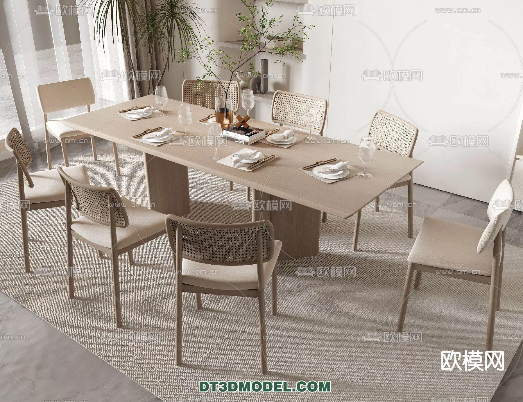 WABI SABI STYLE 3D MODELS – DINING TABLE – 0137